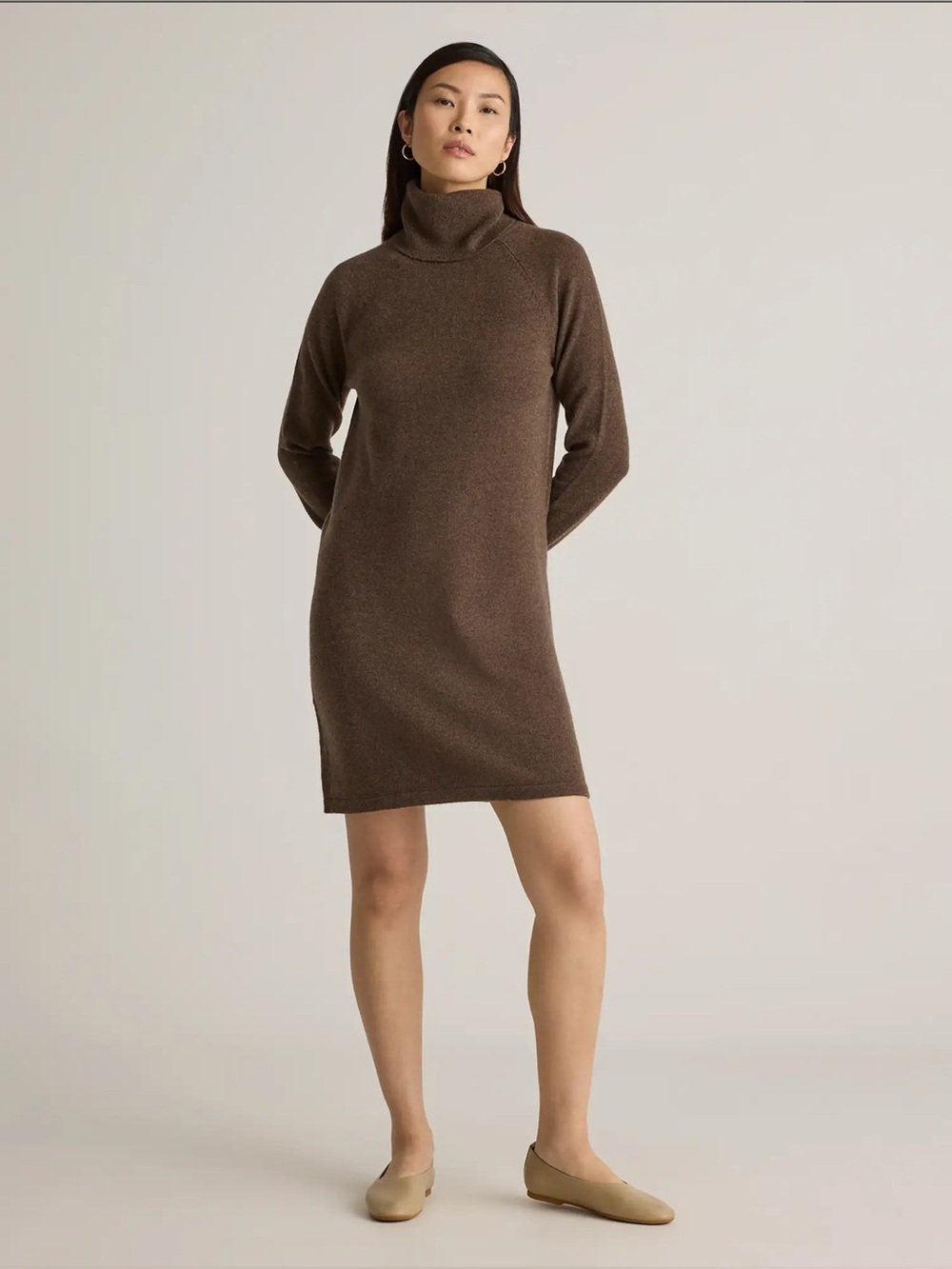 Quince Mongolian Cashmere Turtleneck Sweater Dress